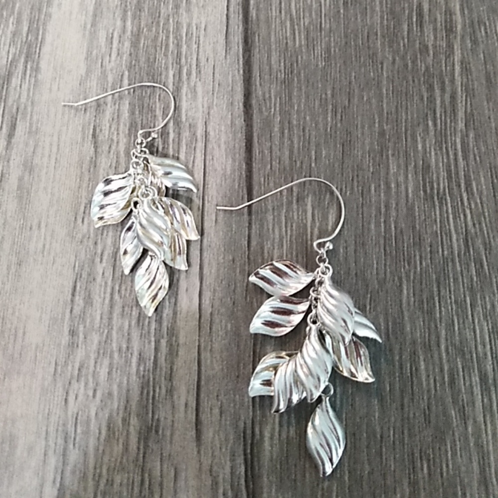 Sterling Silver leaves dangle earrings